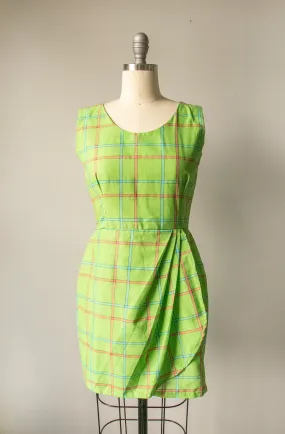 1960s Mini Dress Cotton Plaid S