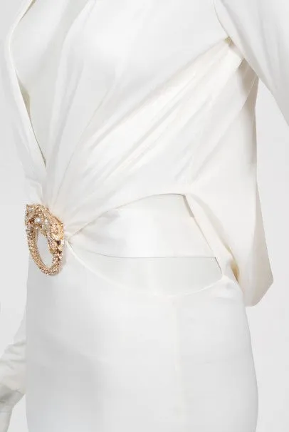 2004 Gucci by Tom Ford Rare White Silk-Jersey Plunge Cut Out Finale Gown