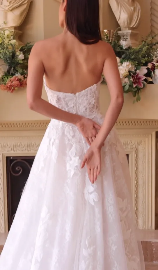 3D Floral Strapless A-line Bridal Gown by Ladivine WL034