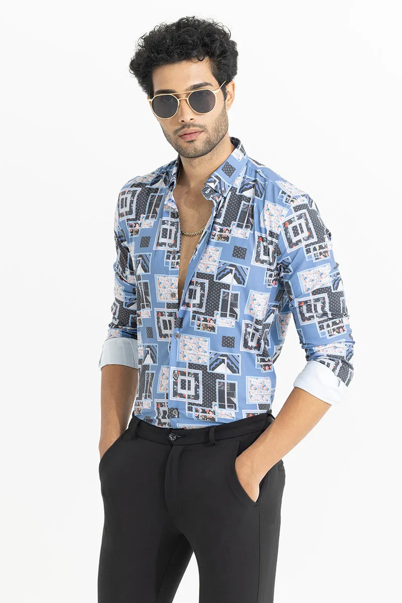 Abstract Block Blue Shirt