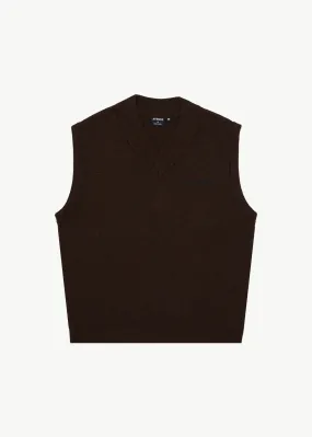 AFENDS Mens Gothic - Knit Vest - Coffee