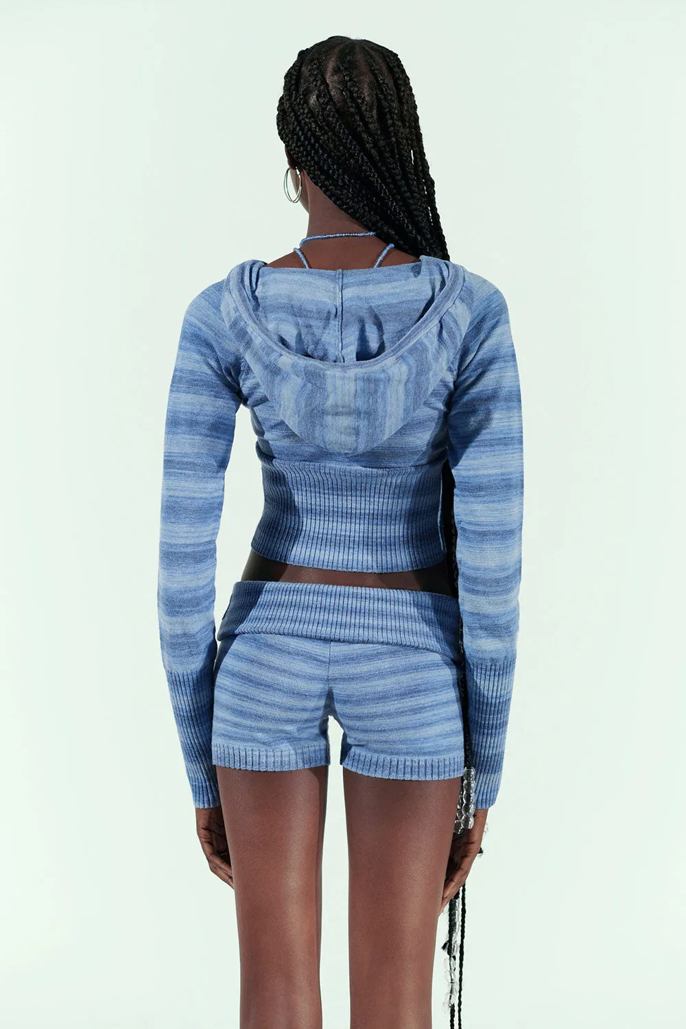 Aimee Lightweight Knit Hoodie - Sonoma Stripe Blue