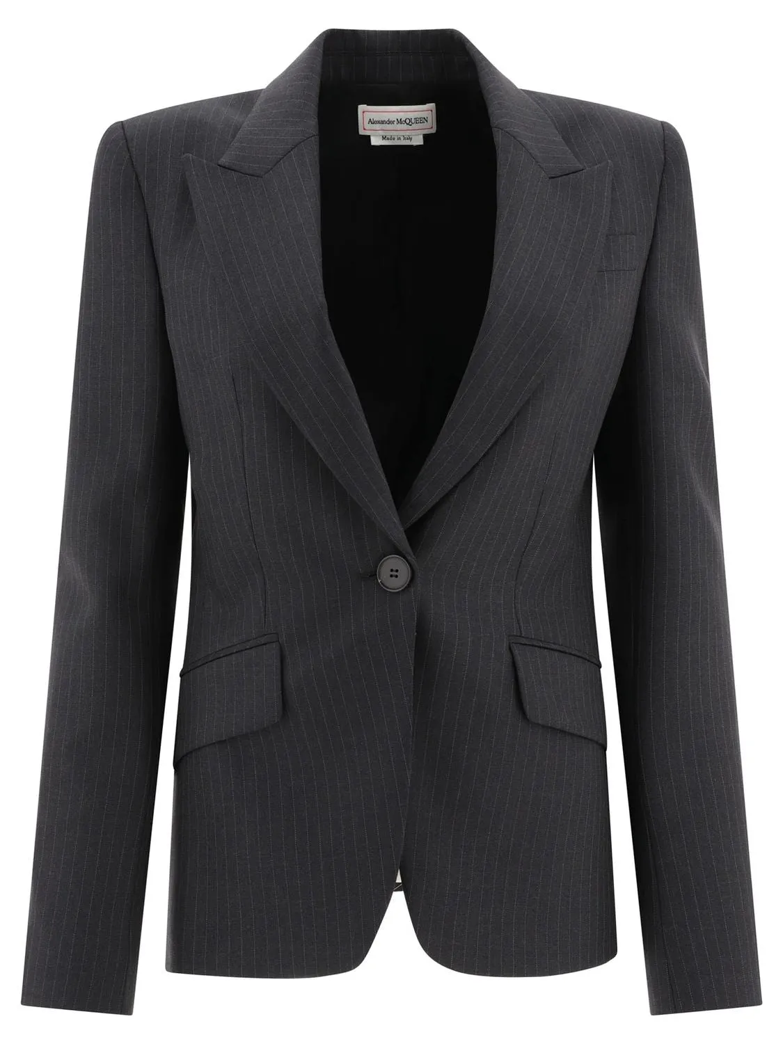 ALEXANDER MCQUEEN Elegant Pinstriped Wool Blazer