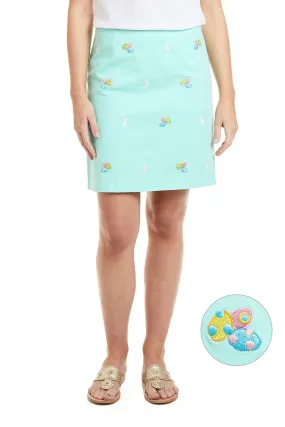 Ali Skirt Stretch Twill Seagrass with Easter Eggs & Bunny