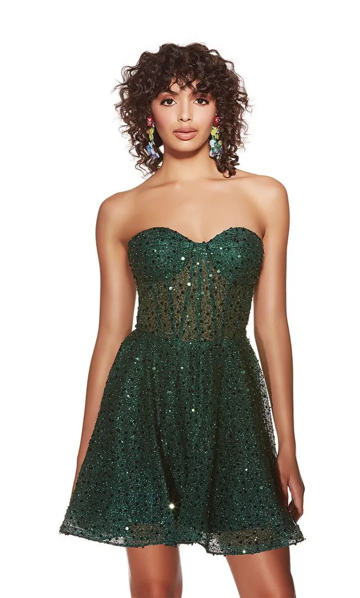 Alyce Paris Glitter Corset Homecoming Dress 3776