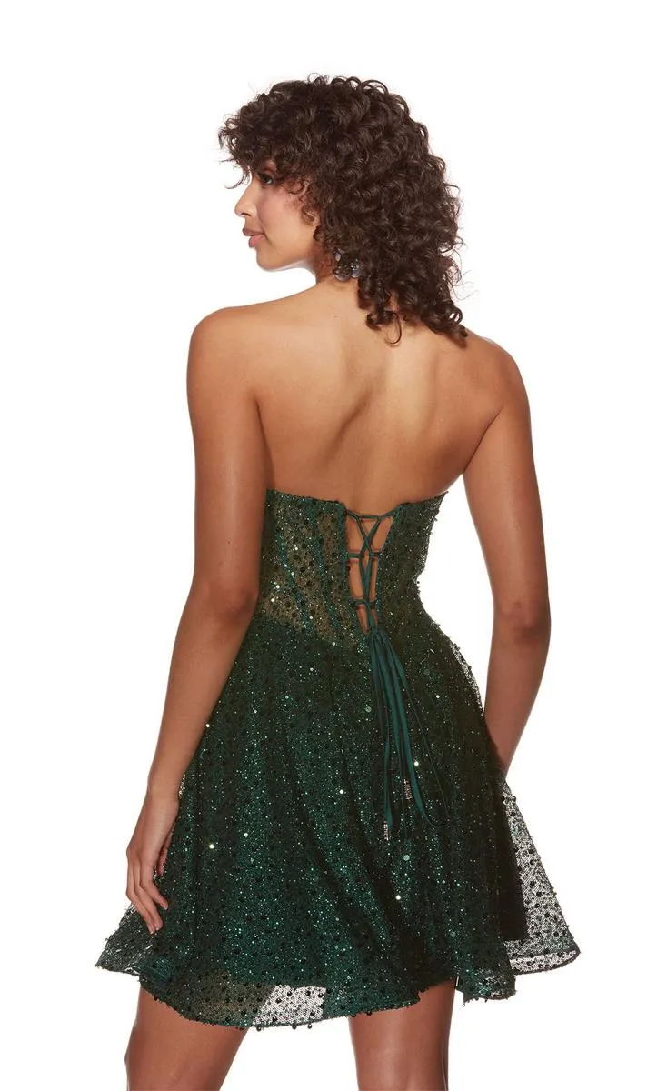 Alyce Paris Glitter Corset Homecoming Dress 3776