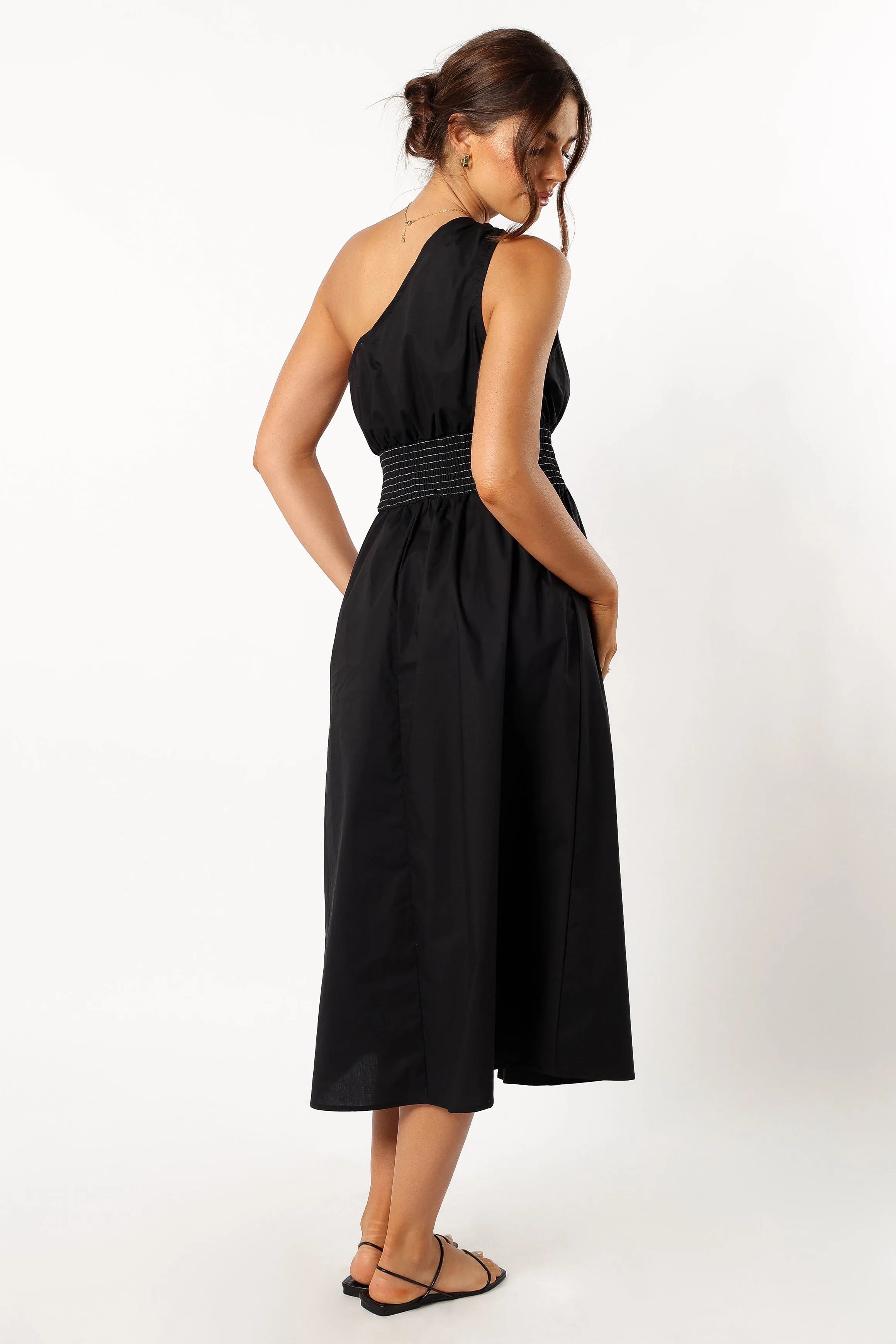 Alysse One Shoulder Midi Dress - Black