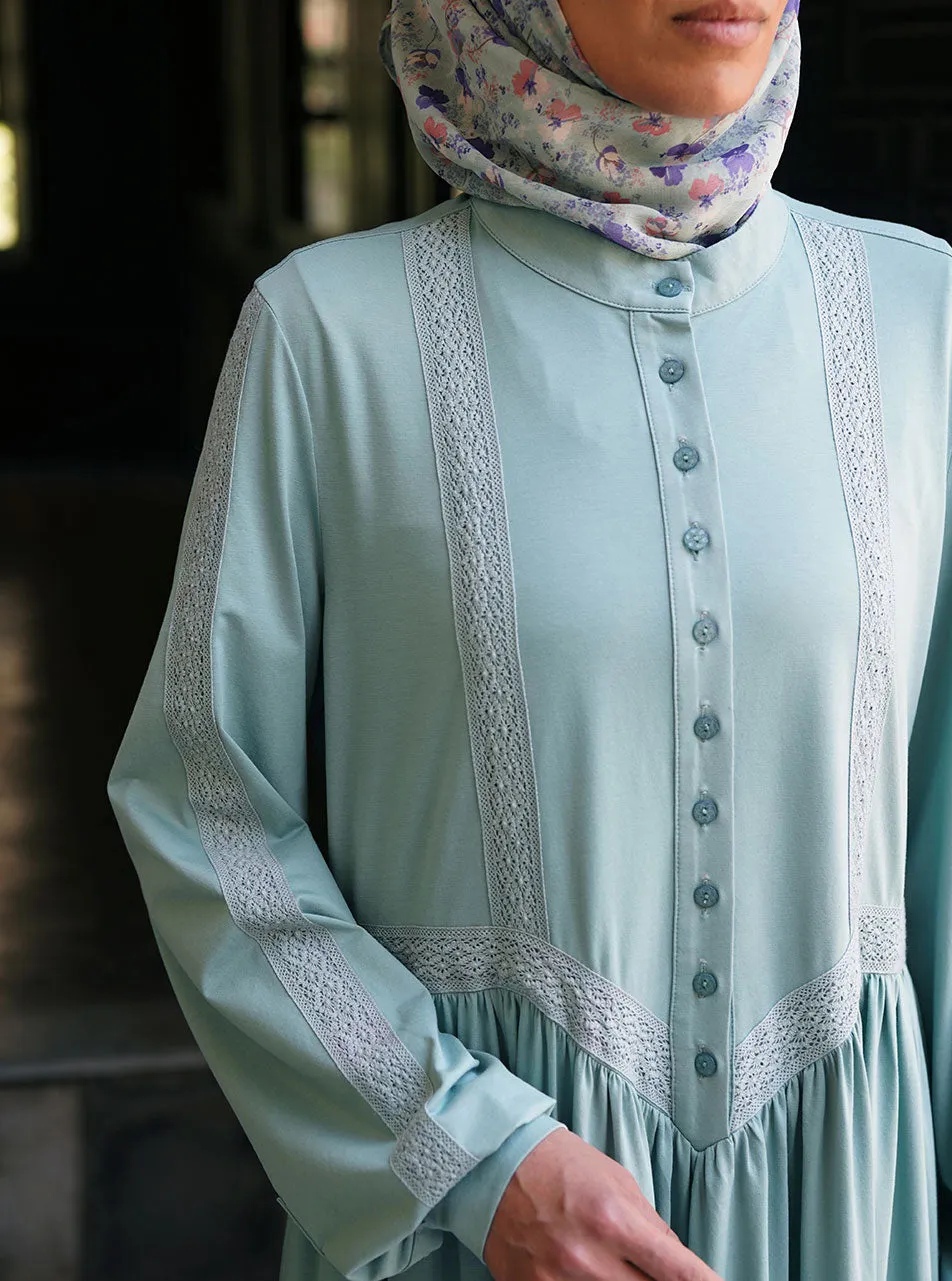 Angled Lace Jersey Abaya