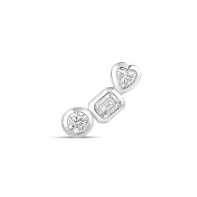 Asymmetric Mixed Shape Diamond Bezels Ear Crawlers