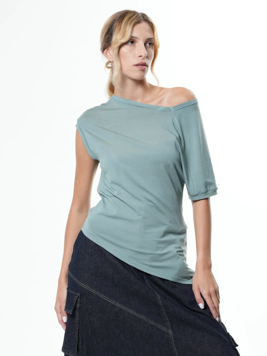 Asymmetric Trendy Open Shoulder Top