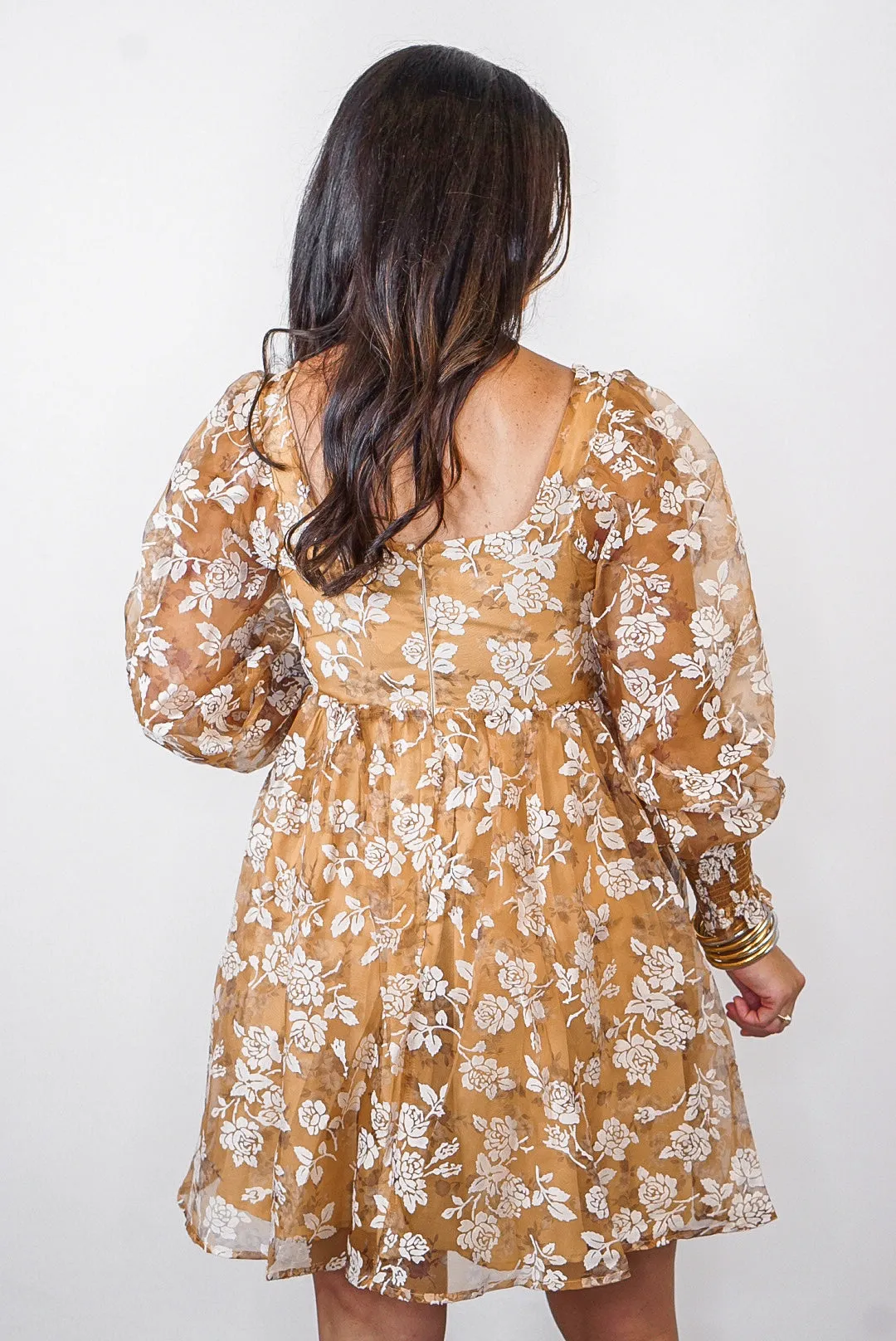 Autumn Romance Mustard Floral Dress