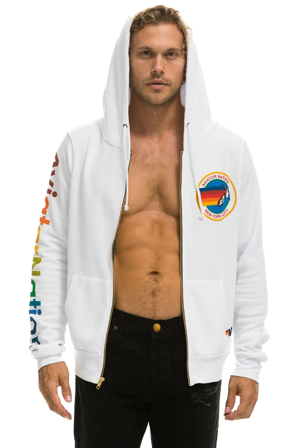 AVIATOR NATION NEW YORK CITY HOODIE - WHITE