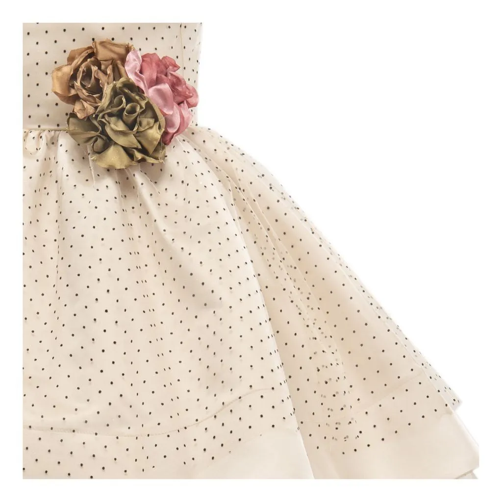 Beige Floral Brooch Dress