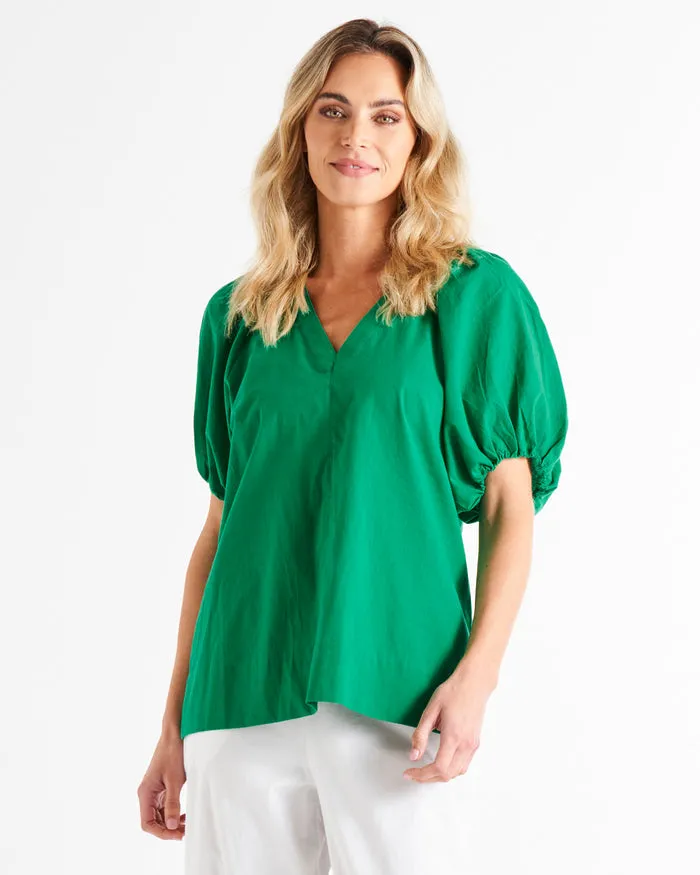 Betty Basics Juliet Blouse Holly Green