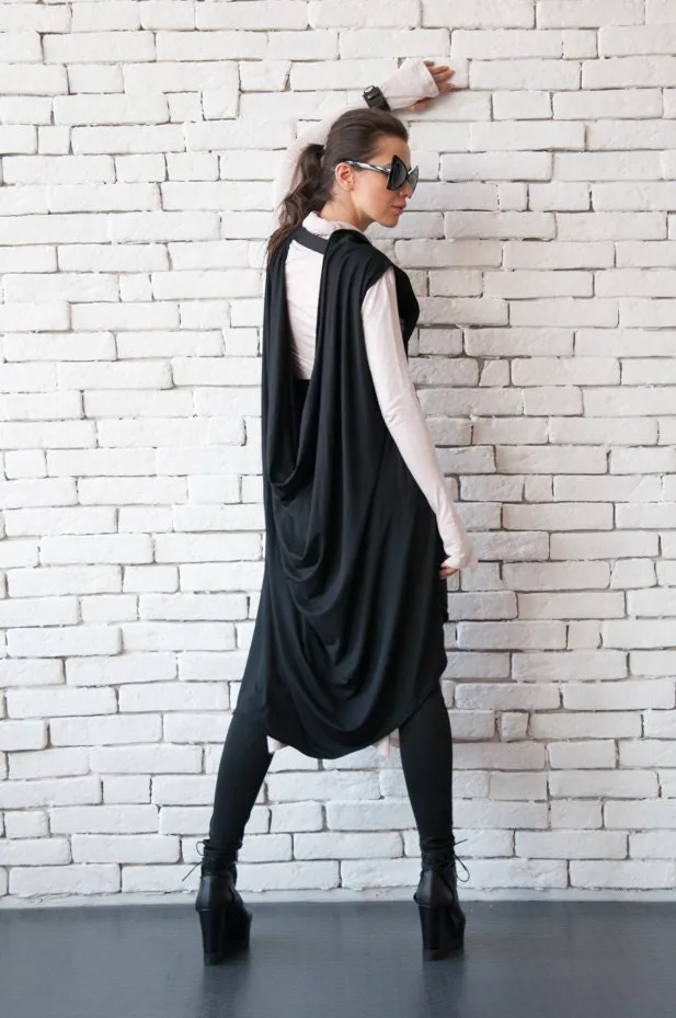 Black Long Loose Vest