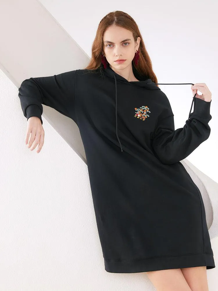 Black Long Sleeve Hoodie Dress