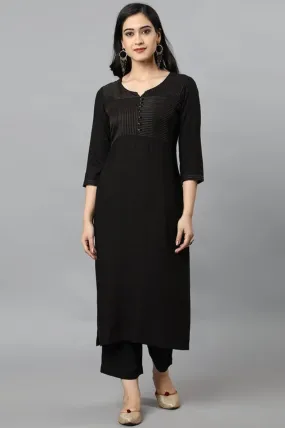 Black Rayon Sonapani Kurta