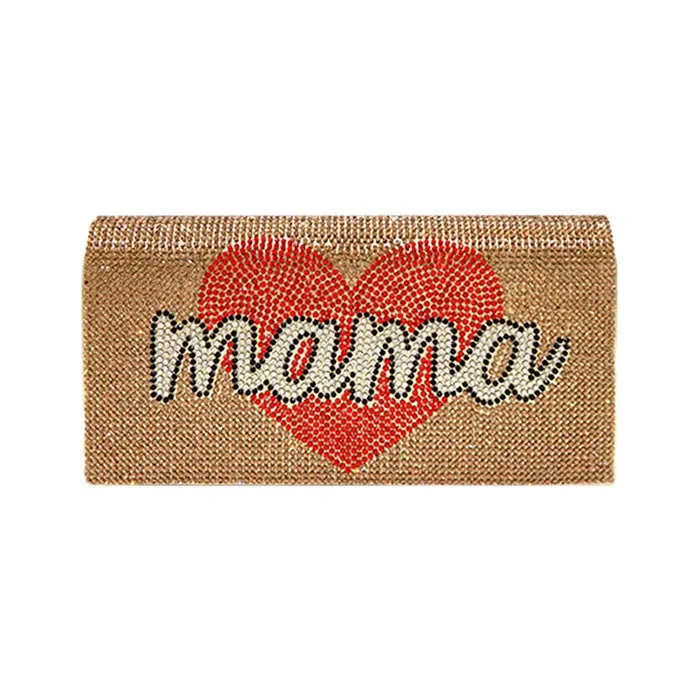 Bling Mama Heart Evening Clutch Crossbody Bag