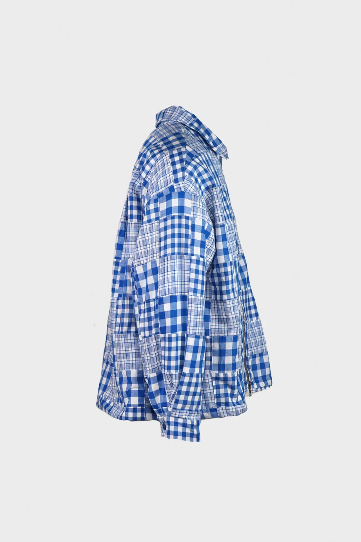 Boxy Swing Jacket - Blue Madras Patchwork