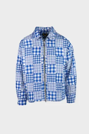 Boxy Swing Jacket - Blue Madras Patchwork