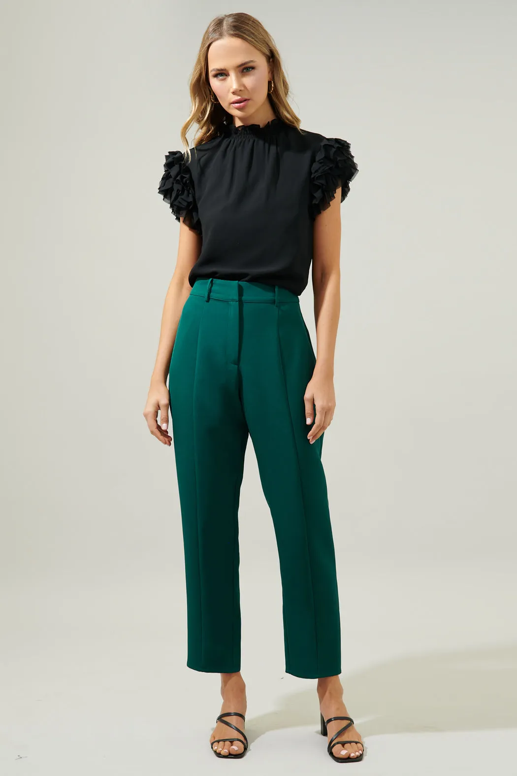 Brenna Mock Neck Ruffle Blouse