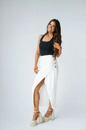 Carolyn Pleated Midi Skirt-White