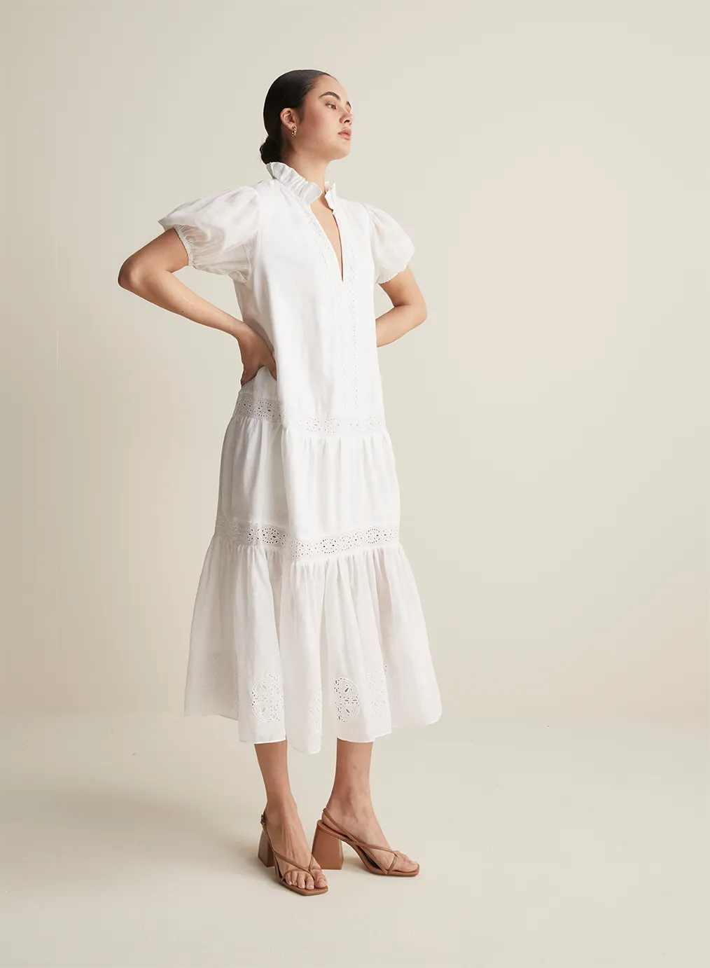 Cecile Linen Midi Dress | Optical White  | Restock