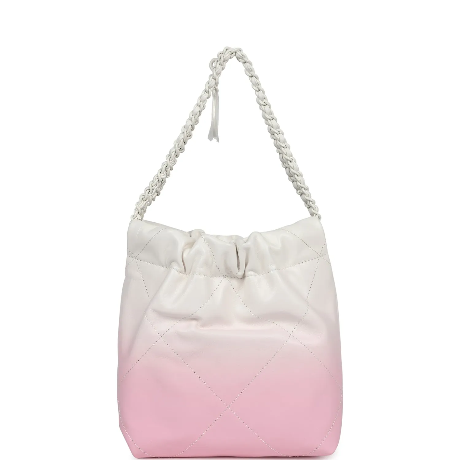 Chanel Mini 22 Bag Pink and White Ombre Calfskin Light Gold Hardware