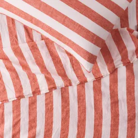 Cherry Stripe 100% Linen Fitted Sheet