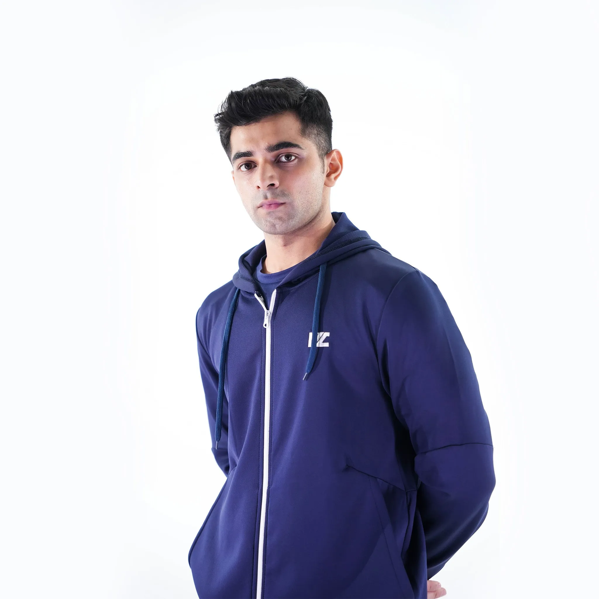 Cottonblend Stitch Zip-Up Hoodie