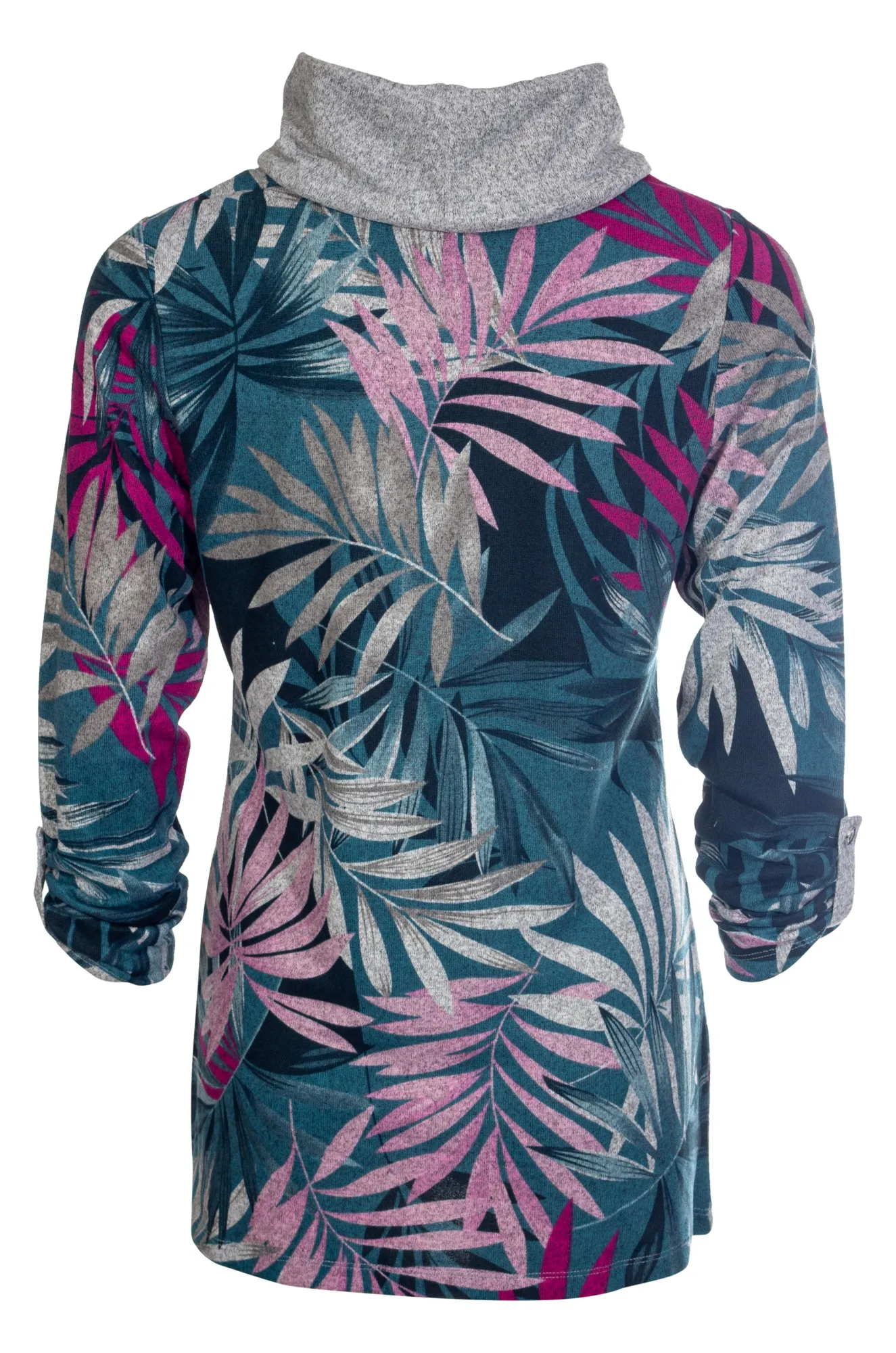 Cowl neck Warm Touch Tunic | Cerise Lagoon Palm | 7913ZZ