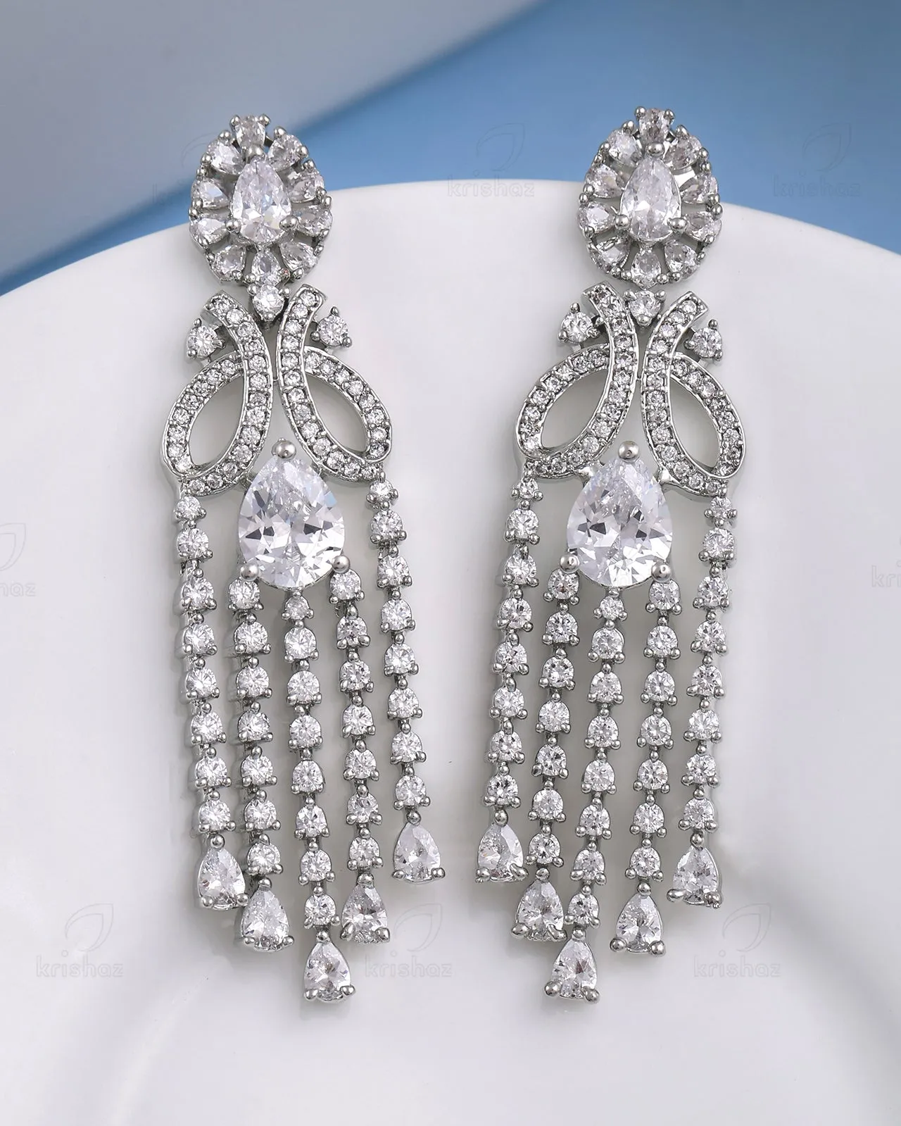 Crown Cz Dangler Earrings