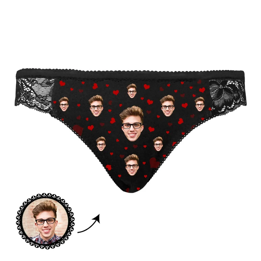 Custom Face Underwear Heart Design Lace Women Panties