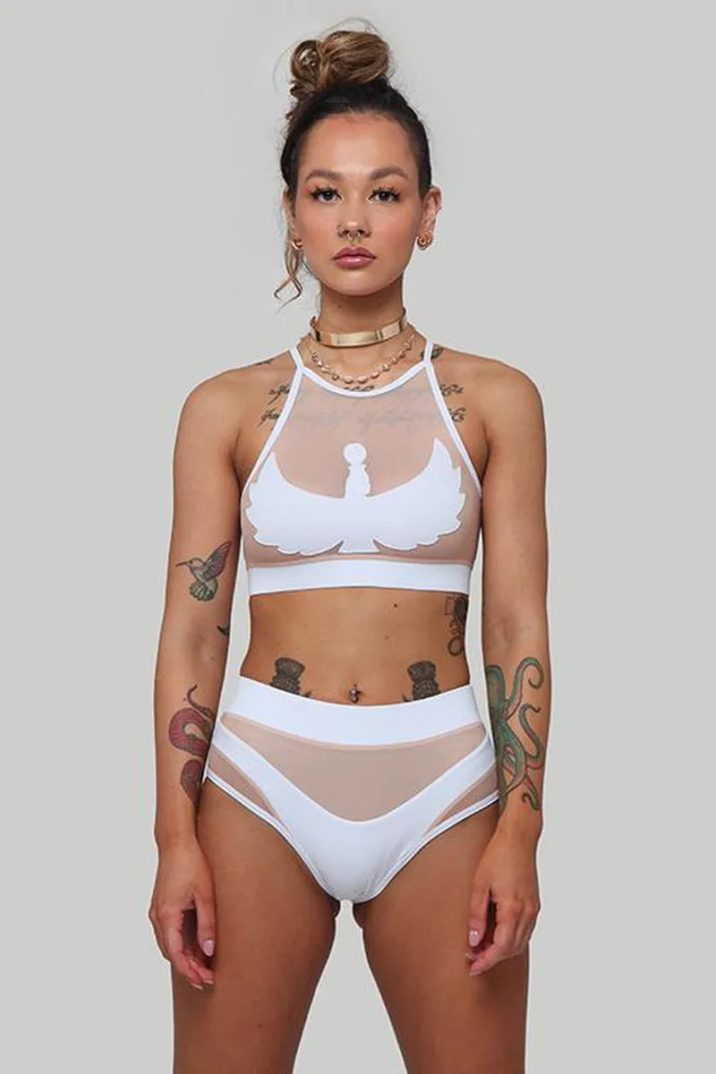 CXIX I S I S High Waisted Bottoms - White with Sand Mesh