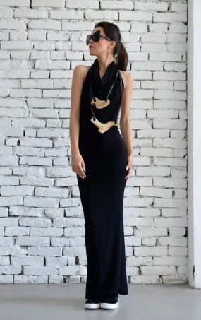 Elegant Backless Black Dress