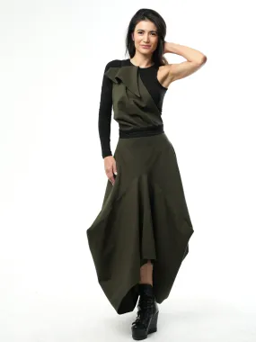 Extravagant Pinafore Skirt In Khaki