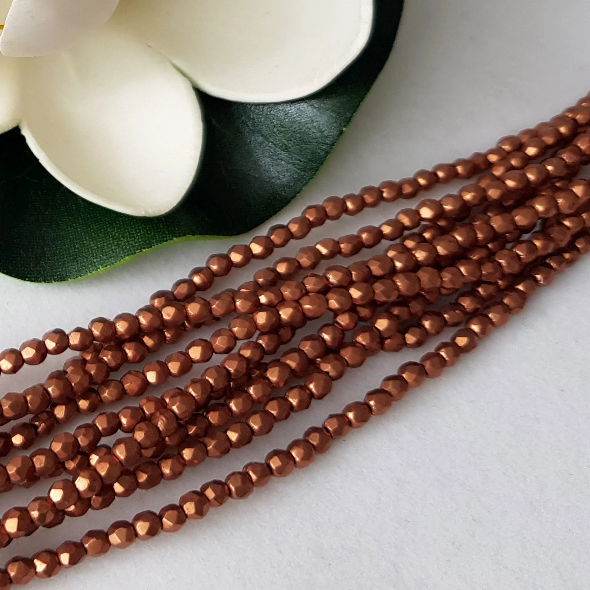 Fire Polished - Hazel Saturated Metallic 3mm Round 50 Bead Strand  |  FP-03-07B05 | Beading Supply