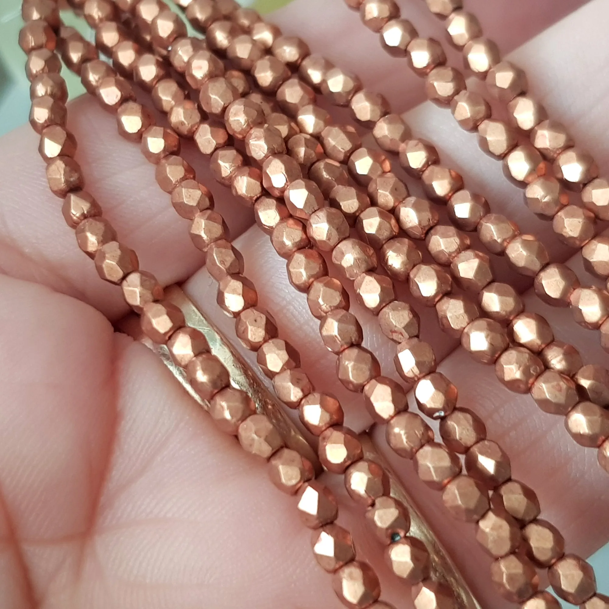 Fire Polished - Hazel Saturated Metallic 3mm Round 50 Bead Strand  |  FP-03-07B05 | Beading Supply