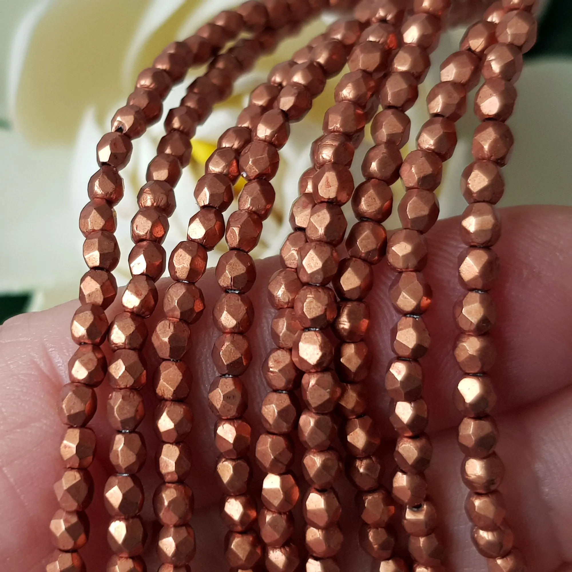 Fire Polished - Hazel Saturated Metallic 3mm Round 50 Bead Strand  |  FP-03-07B05 | Beading Supply