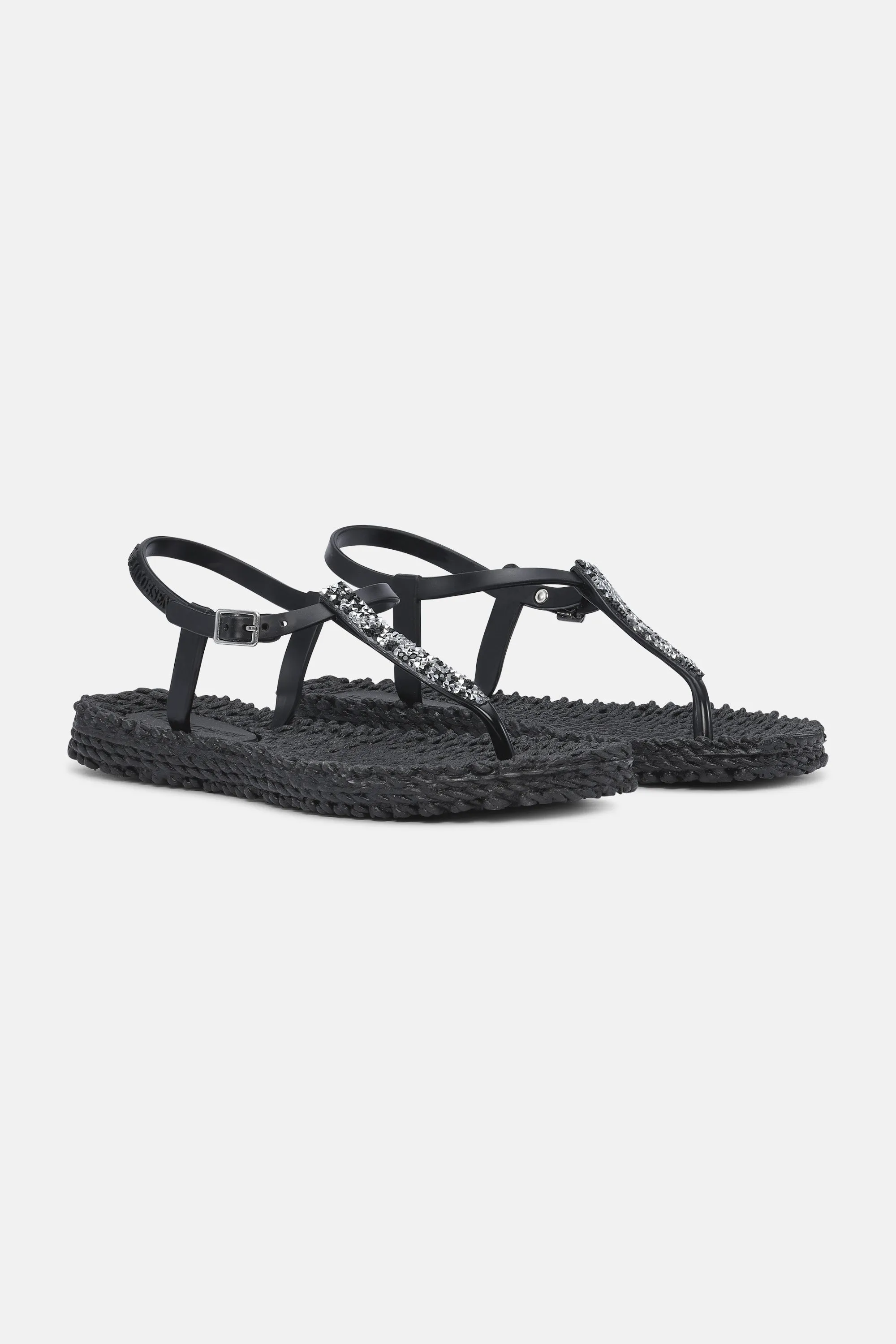 Flip Flops With Rhinstones - Black