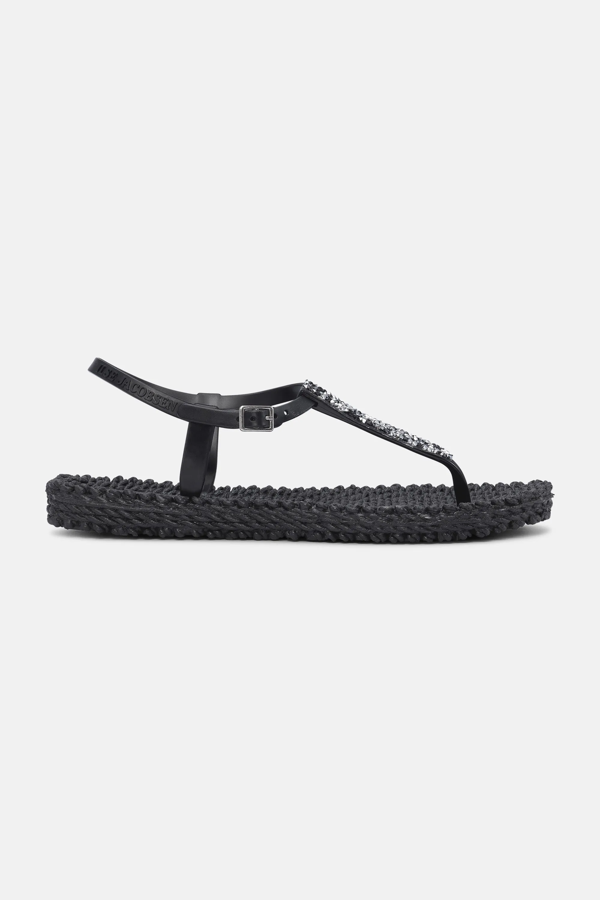 Flip Flops With Rhinstones - Black