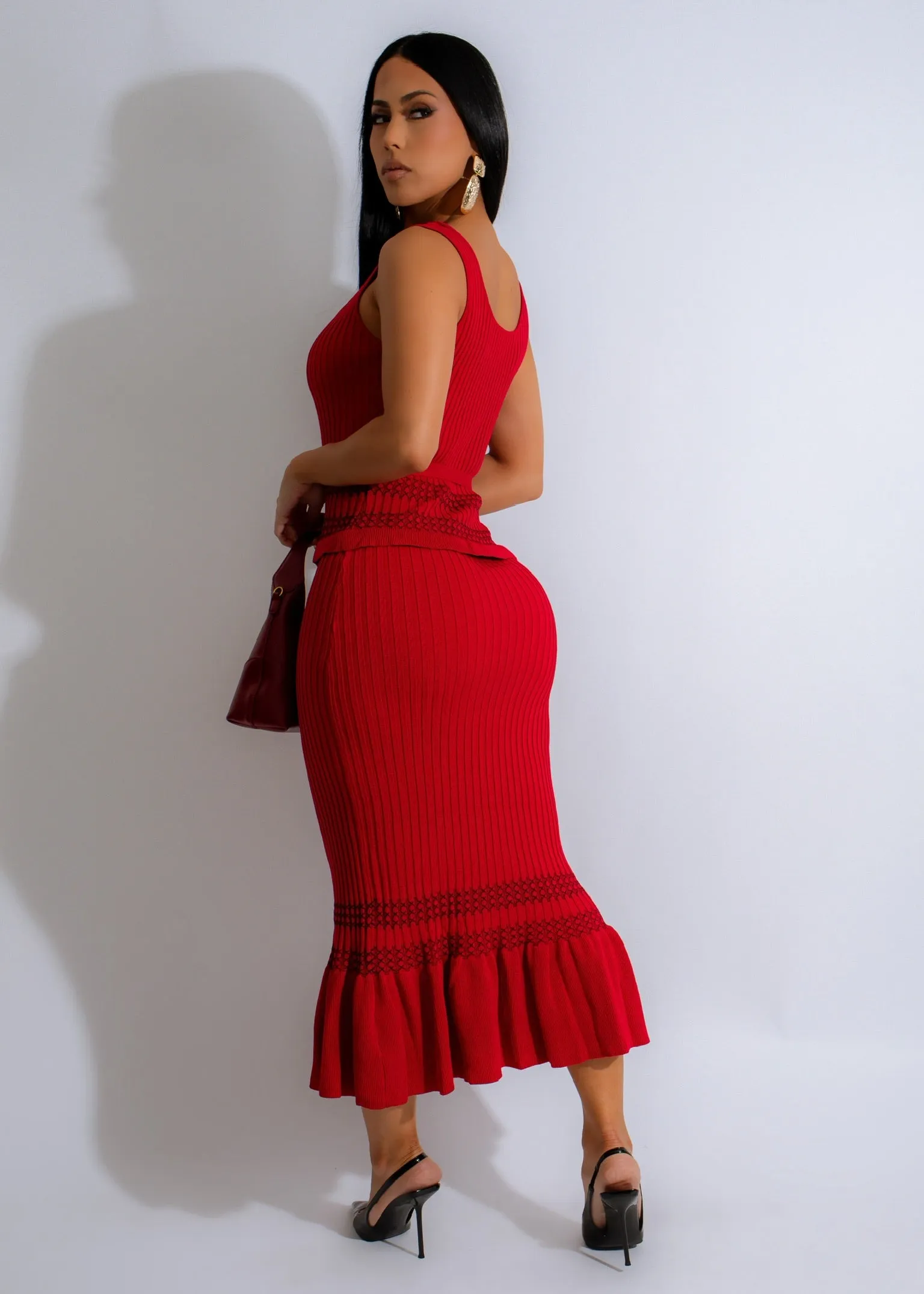 Free Spirit Knit Maxi Dress Red