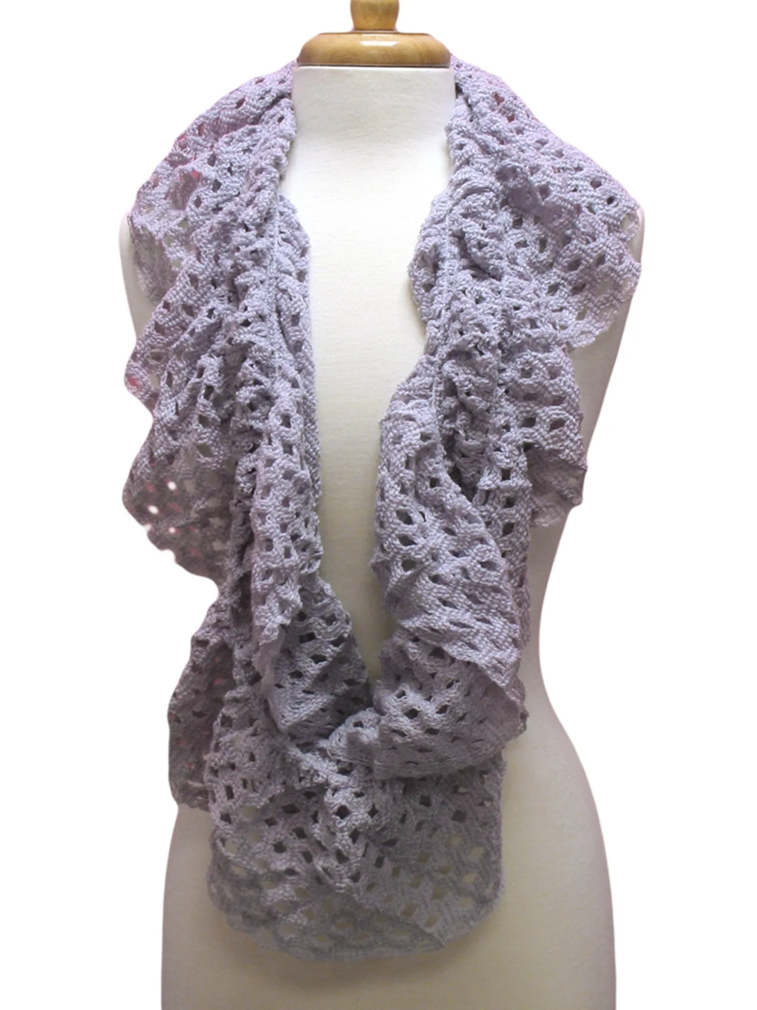 Frilly Crochet Knit Infinity Scarf