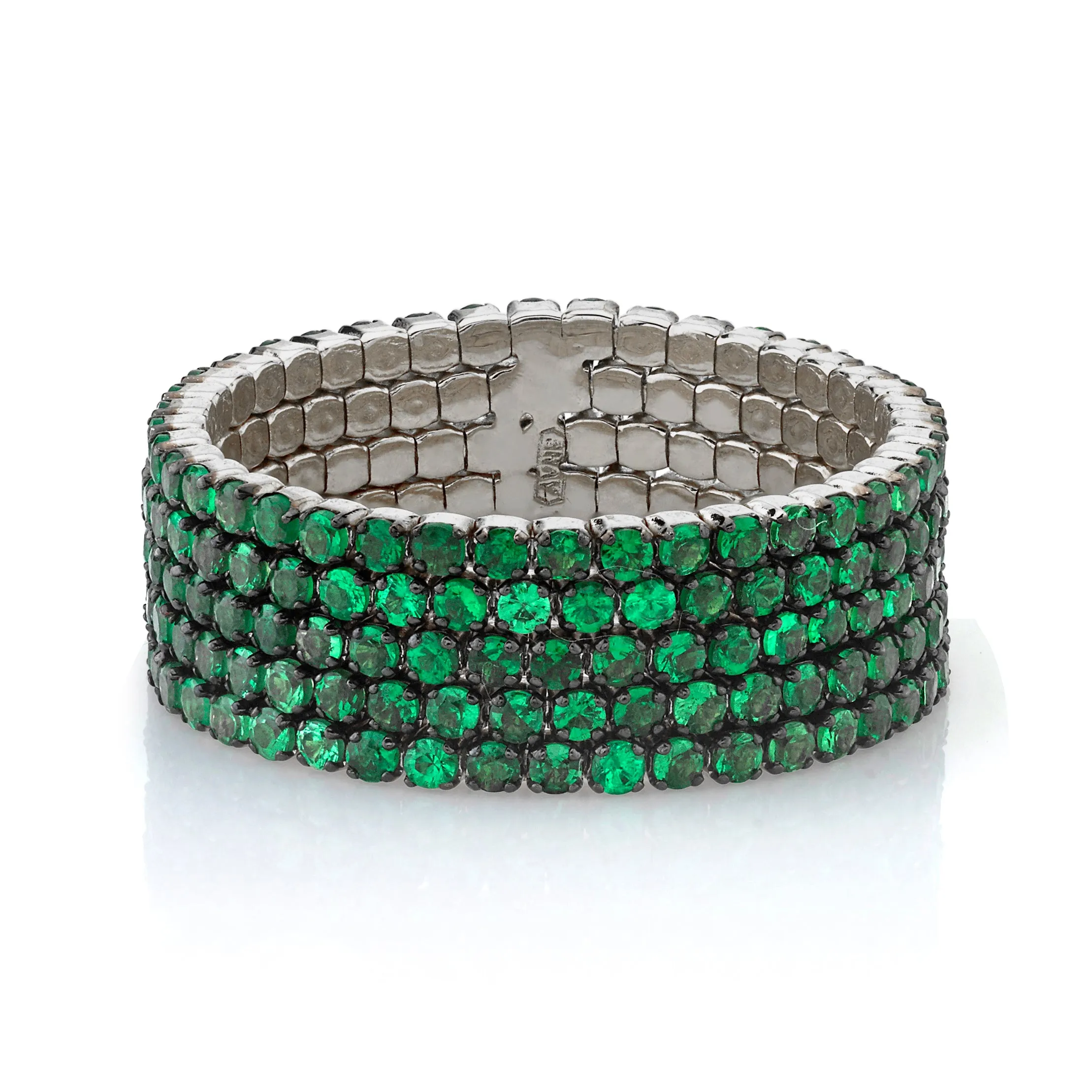 GREEN GARNET 5 THREAD STACK RING