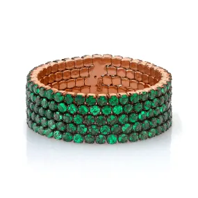 GREEN GARNET 5 THREAD STACK RING