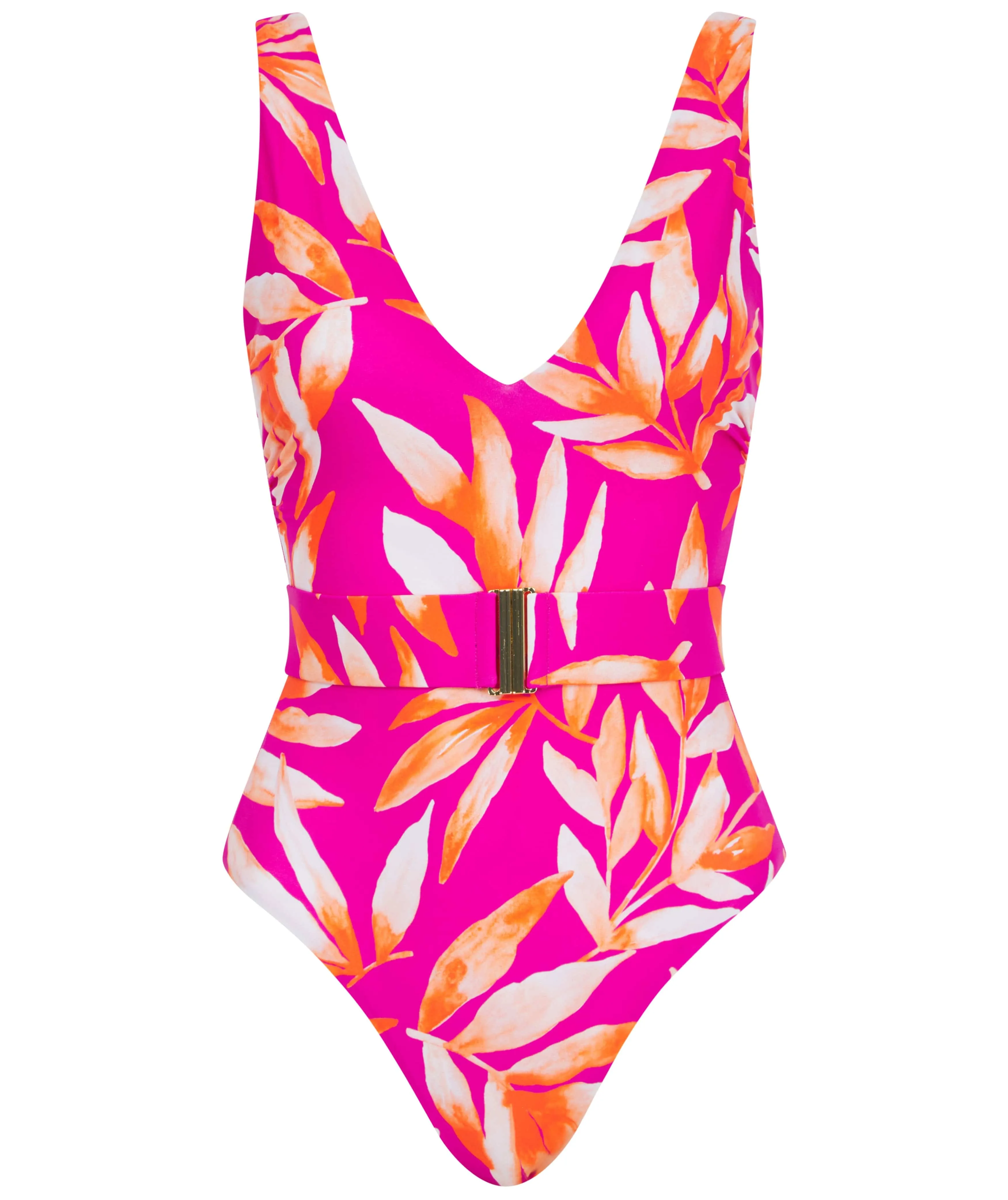 HALO Sa Caleta Swimsuit In Watercolour Orange Leaf