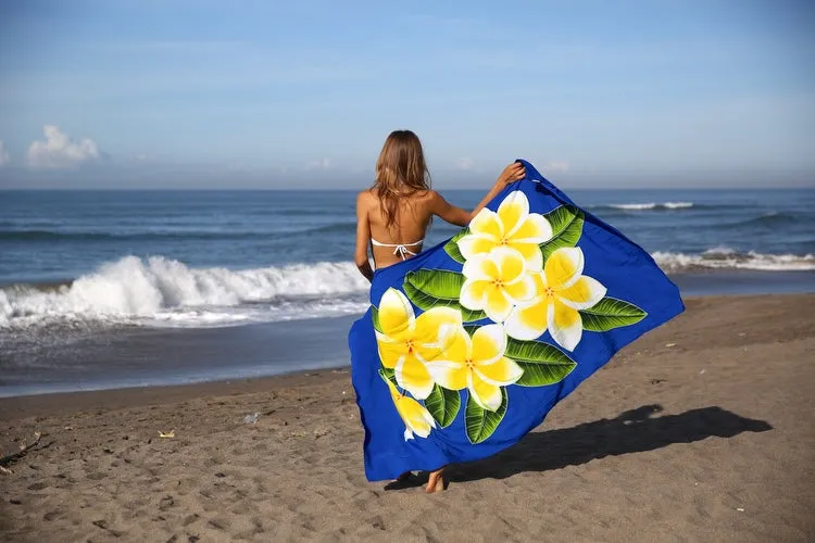 Hand Painted Paleo Sarong Wrap Skirt with Coconut Clip