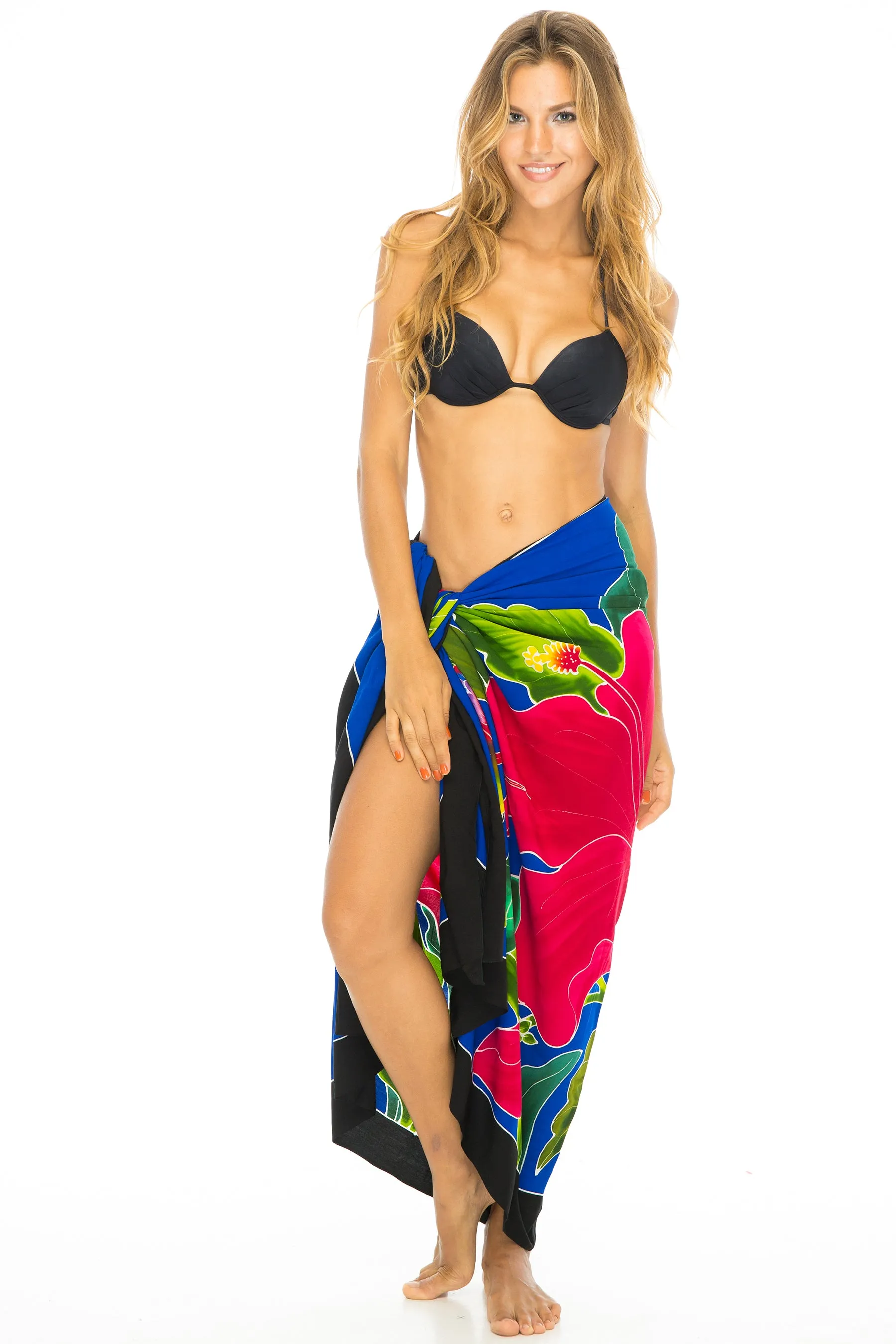 Hand Painted Pareo Sarong Wrap with Coconut Clip