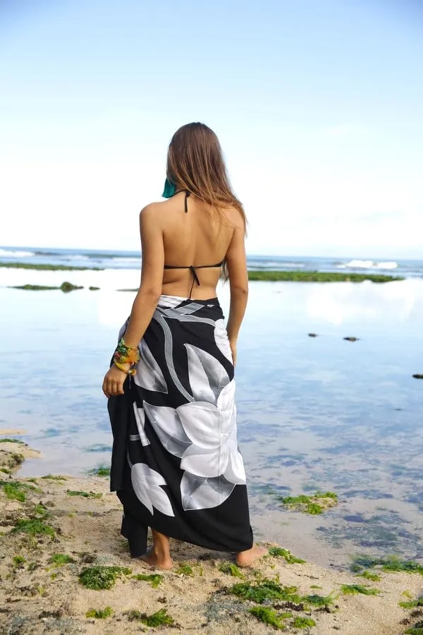 Hand Painted Pareo Sarong Wrap with Coconut Clip