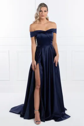 Honey Couture ABIGAIL Off Shoulder Full Skirt Formal Gown